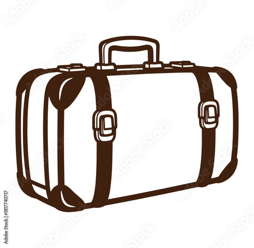 Classic vintage travel suitcase illustration depicting travel journey and holiday adventure