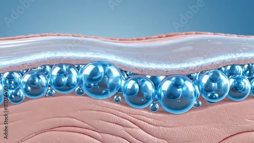 3D Animation of Skin Hydration and Moisturizing Serum Absorption into Epidermis Layers.
