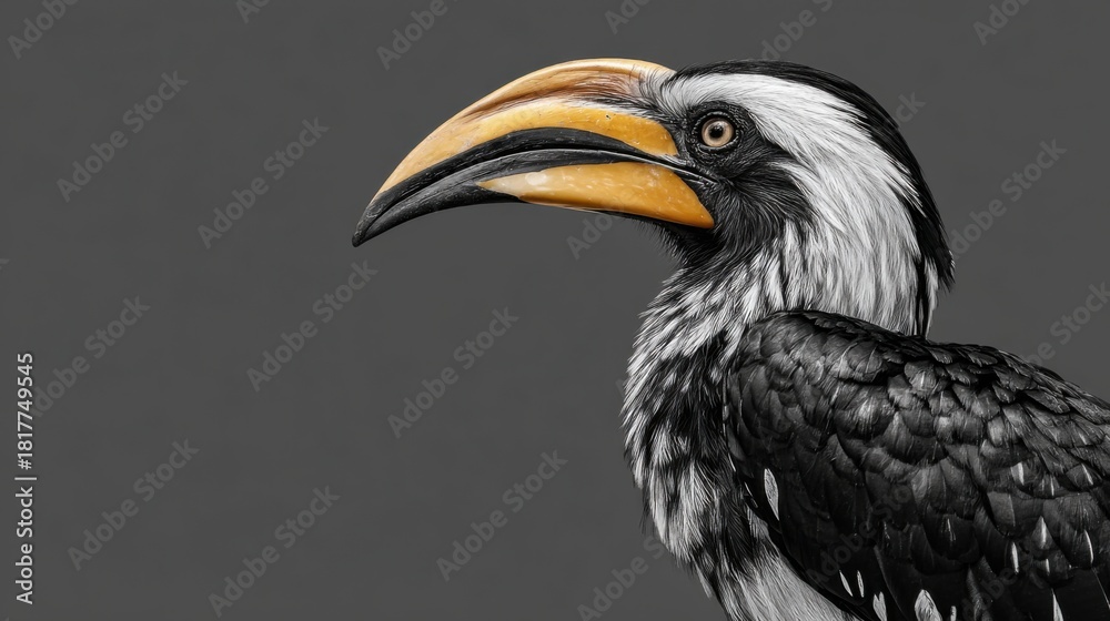 Fototapeta premium Detailed Close-Up Portrait of a Colorful Tropical Bird with Beak