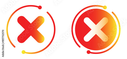 cross icon set with circle background. delete sign. close symbol. x mark icon. cross mark icon for app, ui, poster and website. vector illustration and transparent PNG