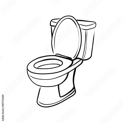 Toilet with Open Lid Line art