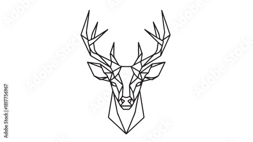 Geometric deer head illustration minimalist line art vector design isolated on white background
