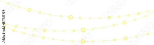 String lights artwork yellow glowing bulbs on transparent backdrop vector image