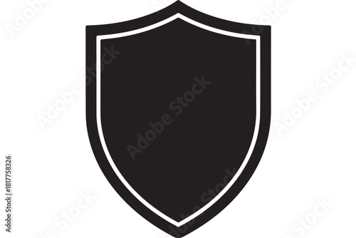 Simple black shield icon vector illustration for security and protection isolated on white background