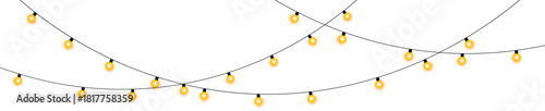 String Lights Decoration Isolated on Transparent Background  Celebration Element