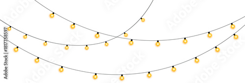 String of Lights Decoration on Transparent Background  Illumination Celebration