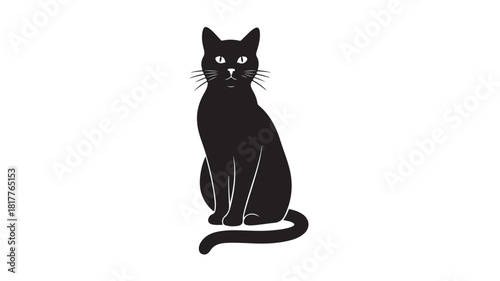 Elegant black cat vector illustration minimalist design perfect for pet-related branding and Halloween themes