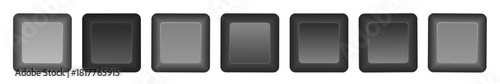 Computer Keyboard Keycaps Set. Glossy and Shaded 3D Buttons in Gradient Gray Tones