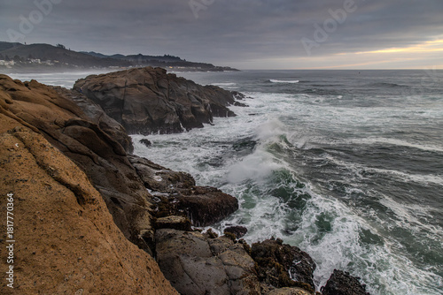 waves crashing on rocks