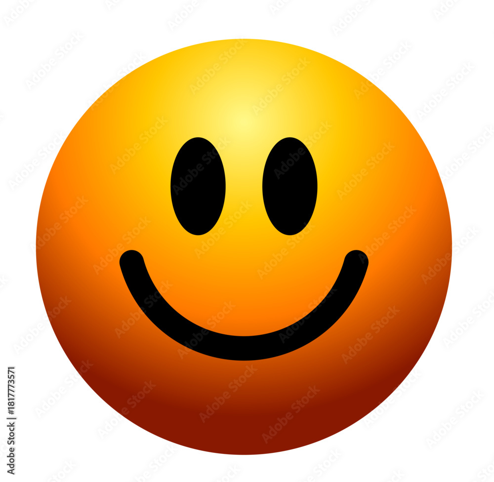 Fototapeta premium Smiley Face. Yellow Happy Emoji with Glossy Gradient Style