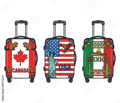 North America Country Travel Bag Set