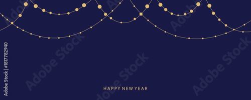 happy new year banner with light hanging and space for celebration design