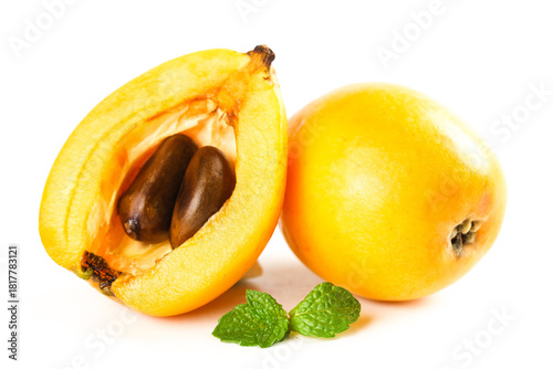 Photos Fresh Loquat Fruit Cut Half Showing Seed Panzhihua Alpine Tropical Organic Healt
