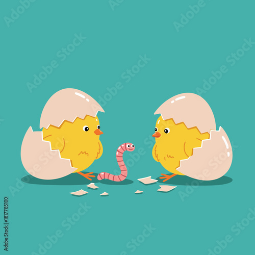 Hello World Two Chicks Meet Their First Worm