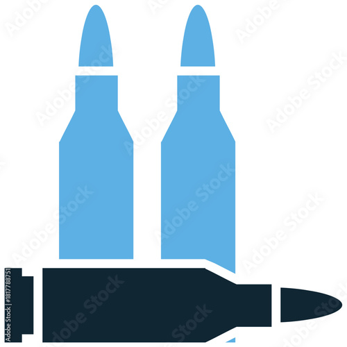 Ammunition Icon Vector Ideal for graphics related to firearms, combat, bullets, military supplies, and weaponry concepts.