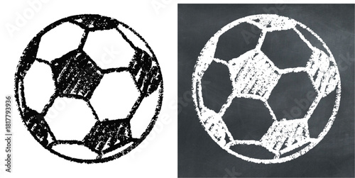 Chalk Handdrawn Soccer ball Vector Ideal for sports, fitness, competition, and educational projects requiring a hand-drawn chalkboard aesthetic for soccer concepts.
