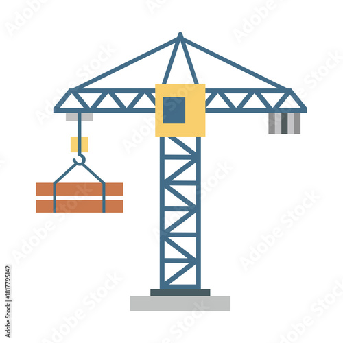 simple flat vector icon of a construction tower crane.