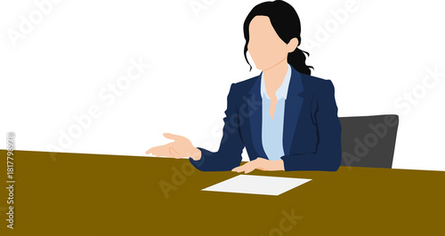 顧客に製品説明をするビジネスウーマンのイラスト