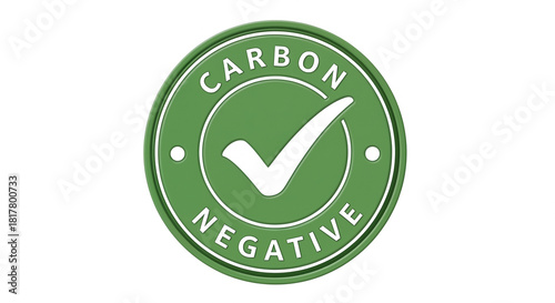 Carbon Negative Green Stamp Icon with Checkmark - Eco-friendly and Sustainability Certification Vector