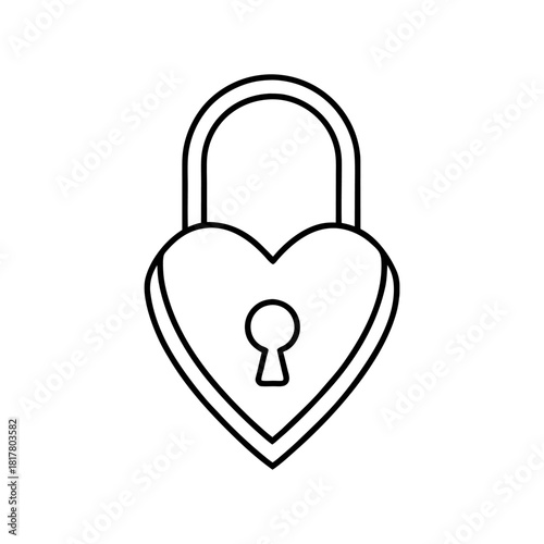 Heart Lock And Key Symbol Anniversary Kit Line Art Minimal And Simple White Background Only