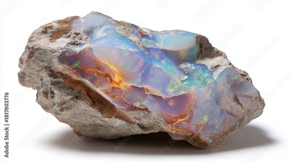Fototapeta premium Opal rough stone isolated on white background