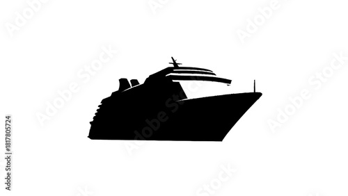 Vector illustration of silhouette icon of a large cruise ship or ocean liner isolated on transparent background 