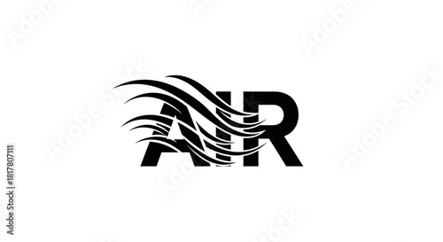 Creative logo design showing the word AIR with stylized wind graphics and bold typography