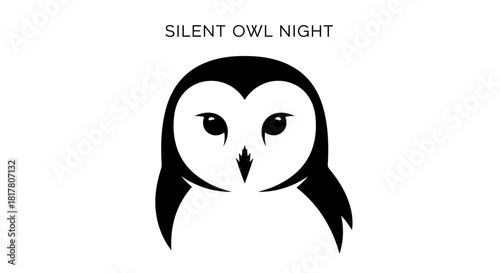 Elegant nocturnal owl symbol with minimalist design, creating a serene ambiance conveying quiet