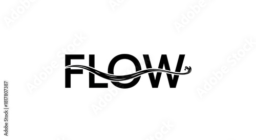 Elegant typographic illustration of the word flow with a curved line accenting the fluidity of