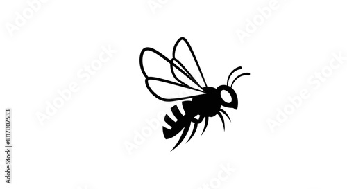Stylized bee illustration in black silhouette on white offering a modern and minimalist visual