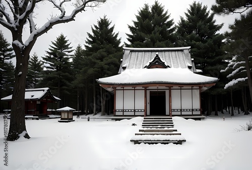 Wallpaper Mural japanese temple in the snow Torontodigital.ca