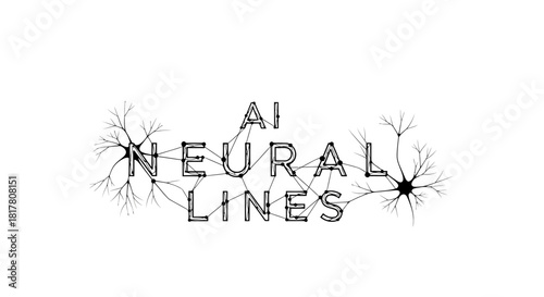 Artificial intelligence neural network lines representing connected nodes in a system