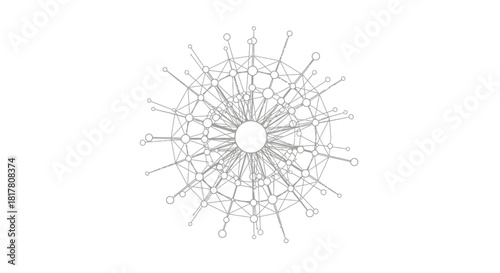 Abstract geometric design with interconnected nodes and lines on a white background