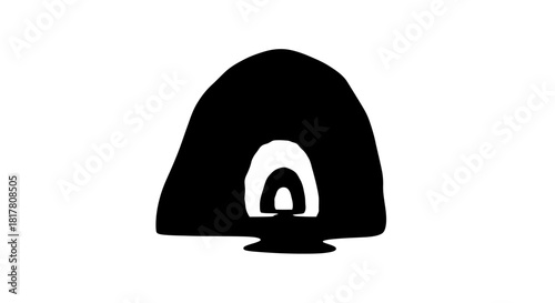 Silhouette Cave Opening Leading to an Undiscovered World or Hidden Realm Concept