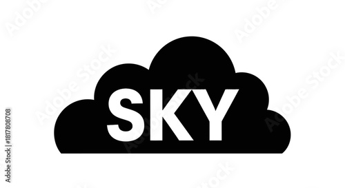 Minimalist cloud illustration with the word 'SKY' inside creating a clean and modern aesthetic