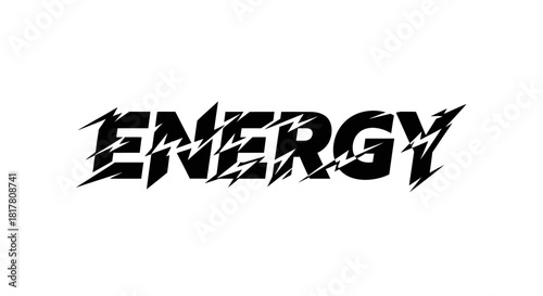 Dynamic typography displaying the word 'ENERGY' with electric bolt accents for bold impact