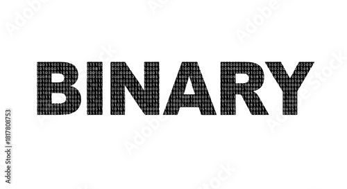 Representation of binary code with the word binary showcasing digital information