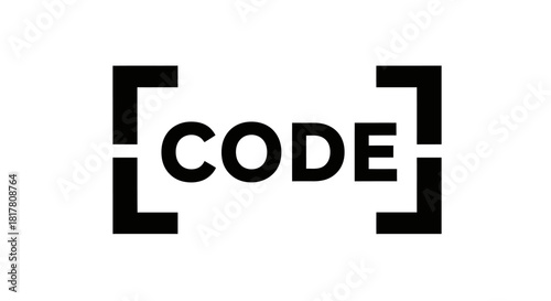 Concept Illustration Showcasing the Word Code Framed by Stylized Brackets Symbol
