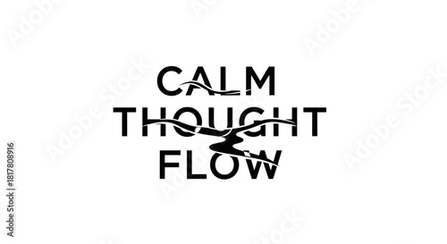 Conceptual illustration expressing calm thought flow with graphic water stream line design
