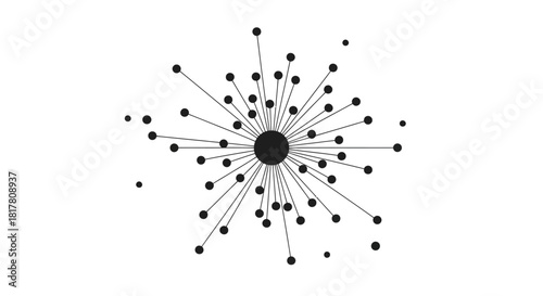 Minimalistic radial burst pattern design featuring interconnected nodes and radiating lines