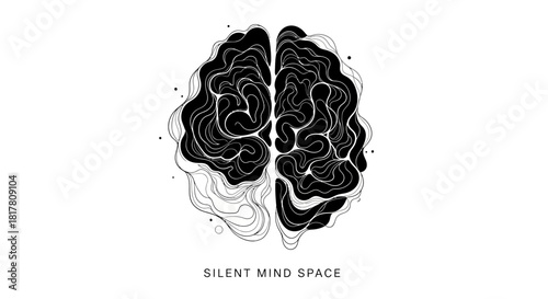 Abstract human brain illustration, artistic lines represent mental state and intelligence