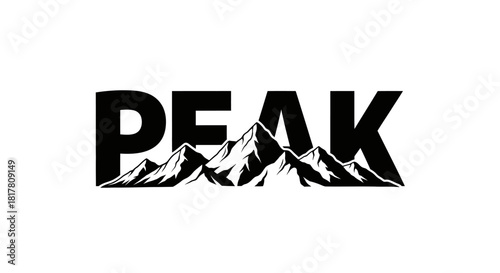 Sharp peak typography revealing majestic mountain range in the heart of the word