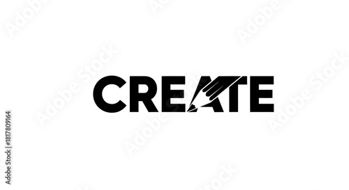 Typography showcasing the act of creation symbolized by a stylized pencil design