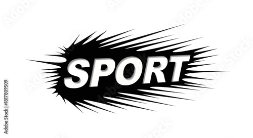 Dynamic sport illustration, energetic burst design and creative typography composition