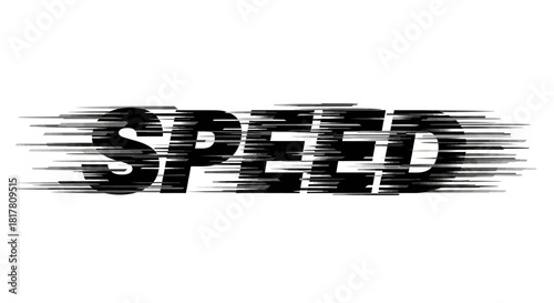 Dynamic typographical illustration of the word 'speed' conveying motion with speed lines