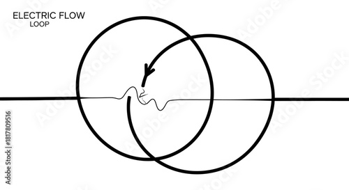Electric circuit diagram showcasing current flow with intersecting circular loops depiction