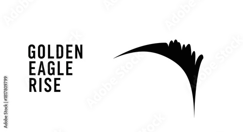 Abstract Golden Eagle Soaring Silhouette with Bold Typography on Clean White Backdrop