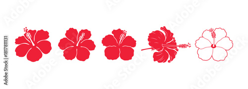 Pink hibiscus silhouette vector, perfect for contour cut stickers or wall tattoos