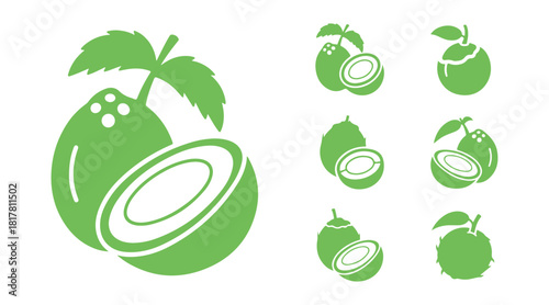 Coconut vector icon collection
