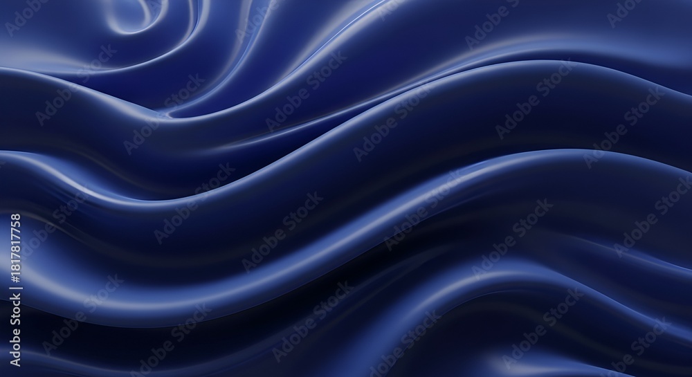 Fototapeta premium Elegant Deep Blue Fabric Waves: A Luxurious Textile Background Texture